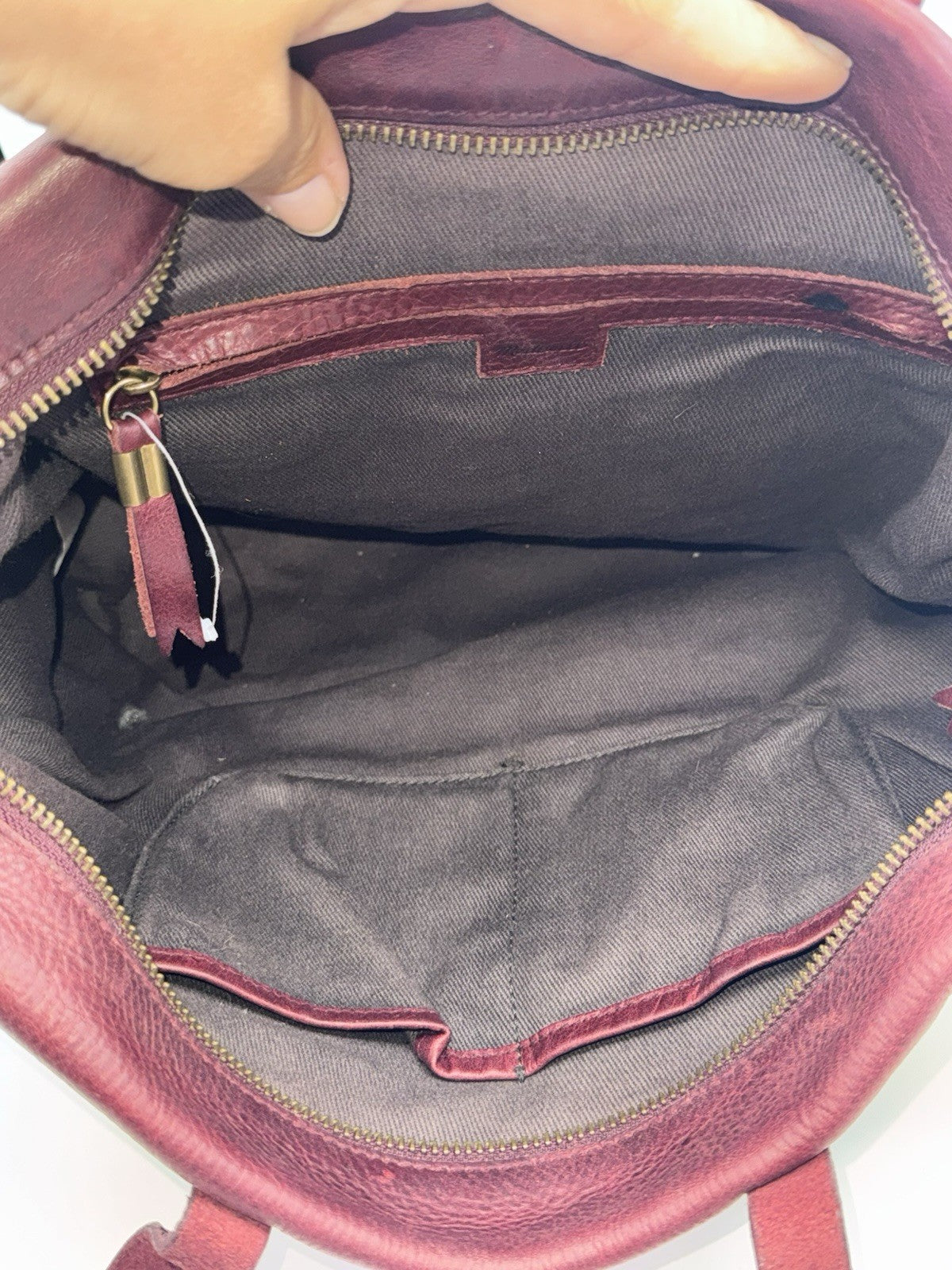 Madewell Bags Womens The Transport Dark Cabernet Leather Double Handle Crossbody