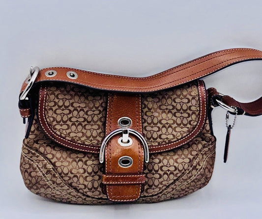 COACH Signature Sufflette Vintage Cloth Brown SoHo Bag F12308