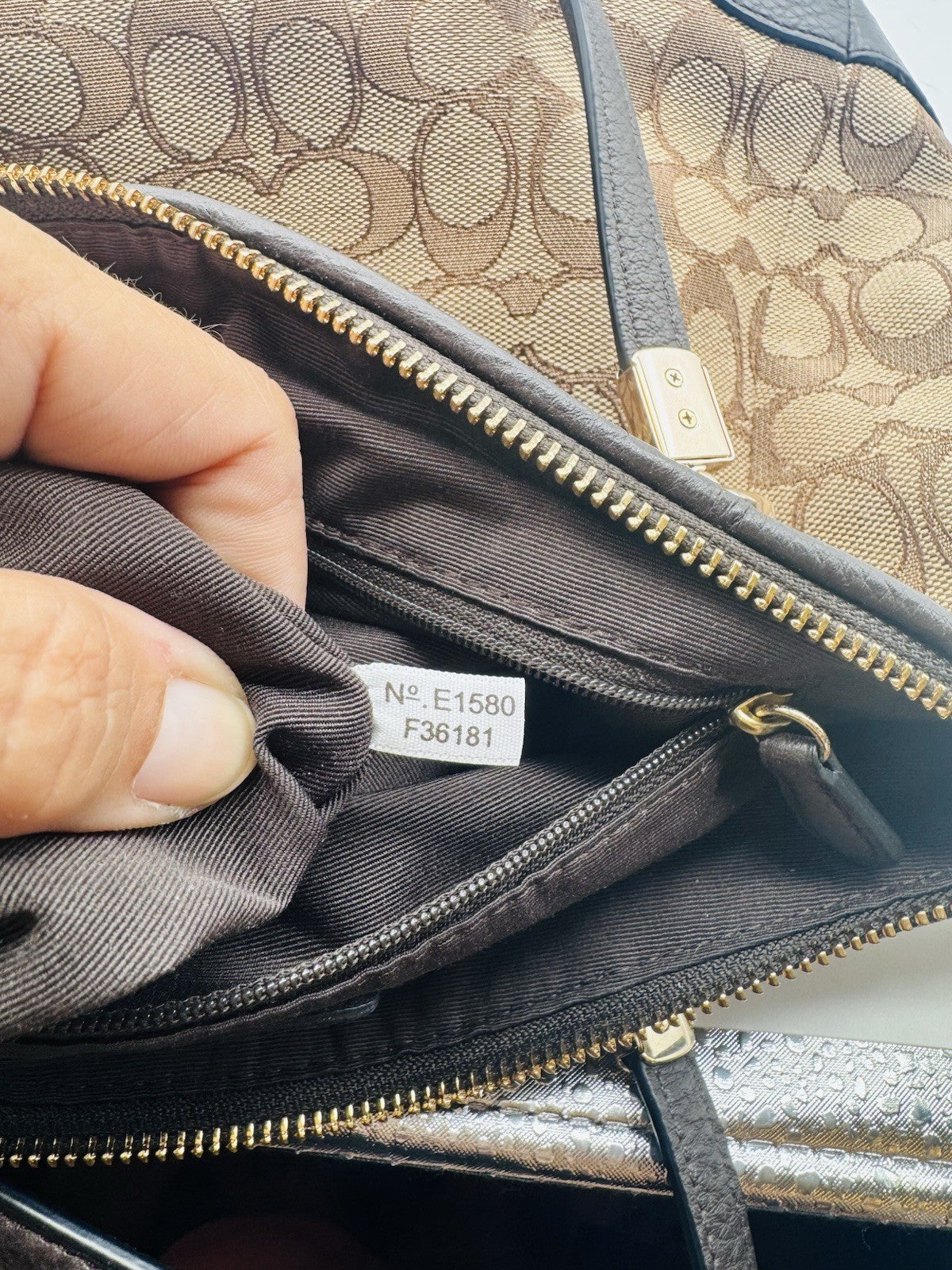 Coach Signature Kelsey Khaki Jacquard Satchel Crossbody Handbag F36181