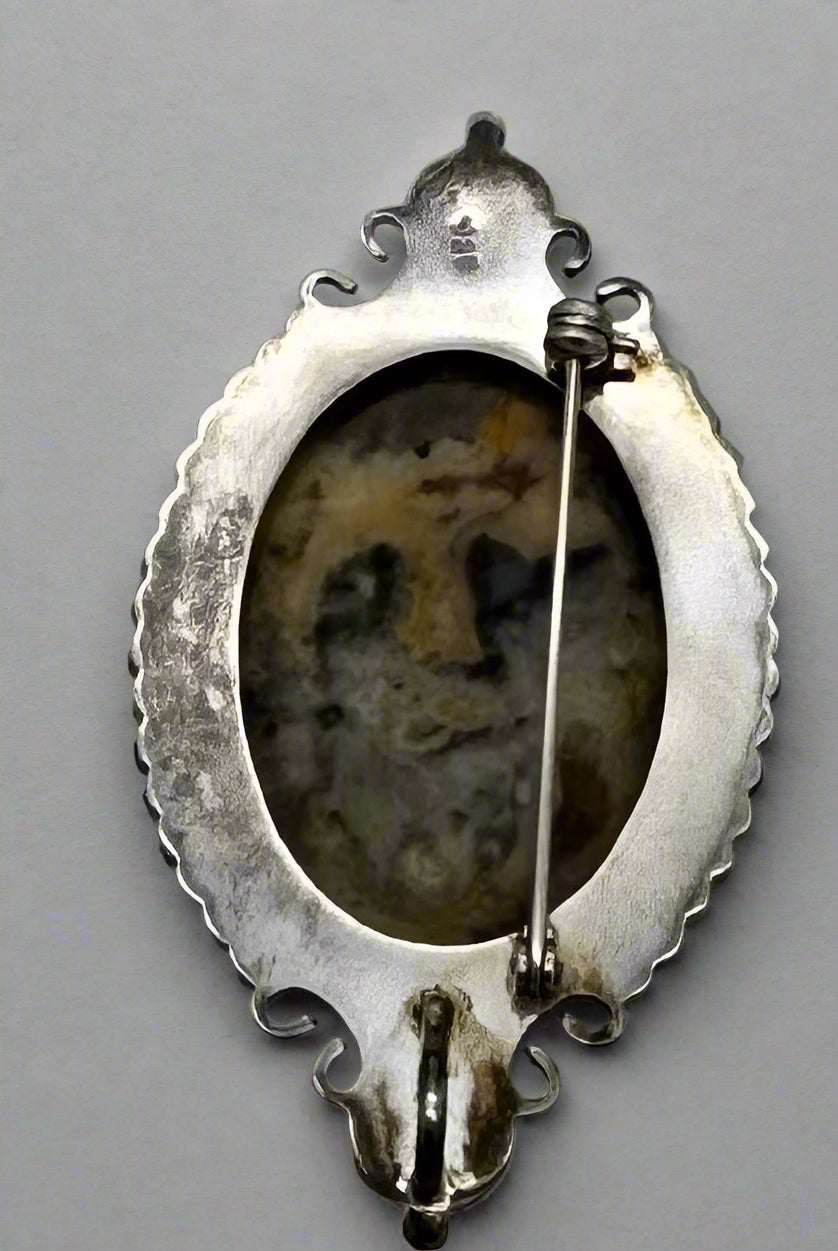 Sajen Sterling Silver Crazy Lace Agate & Citrine Brooch Pendant
