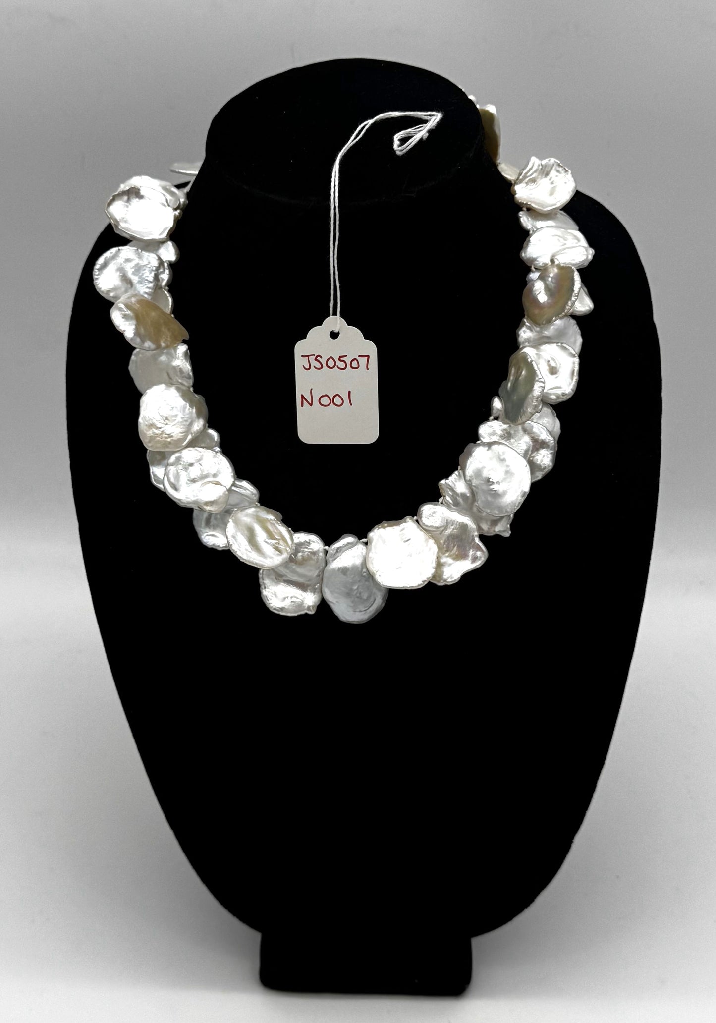Lustrous Natural Keishi Pearl Statement Necklace – Sterling Silver Clasp (19")