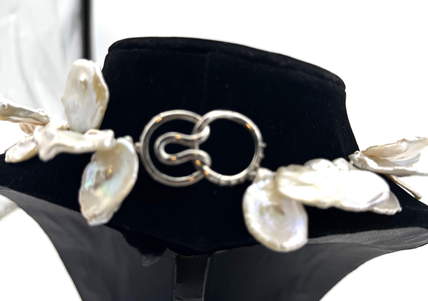 Lustrous Natural Keishi Pearl Statement Necklace – Sterling Silver Clasp (19")