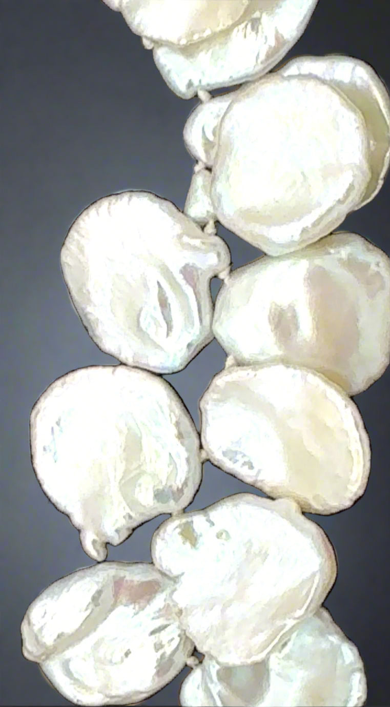 Lustrous Natural Keishi Pearl Statement Necklace – Sterling Silver Clasp (19")