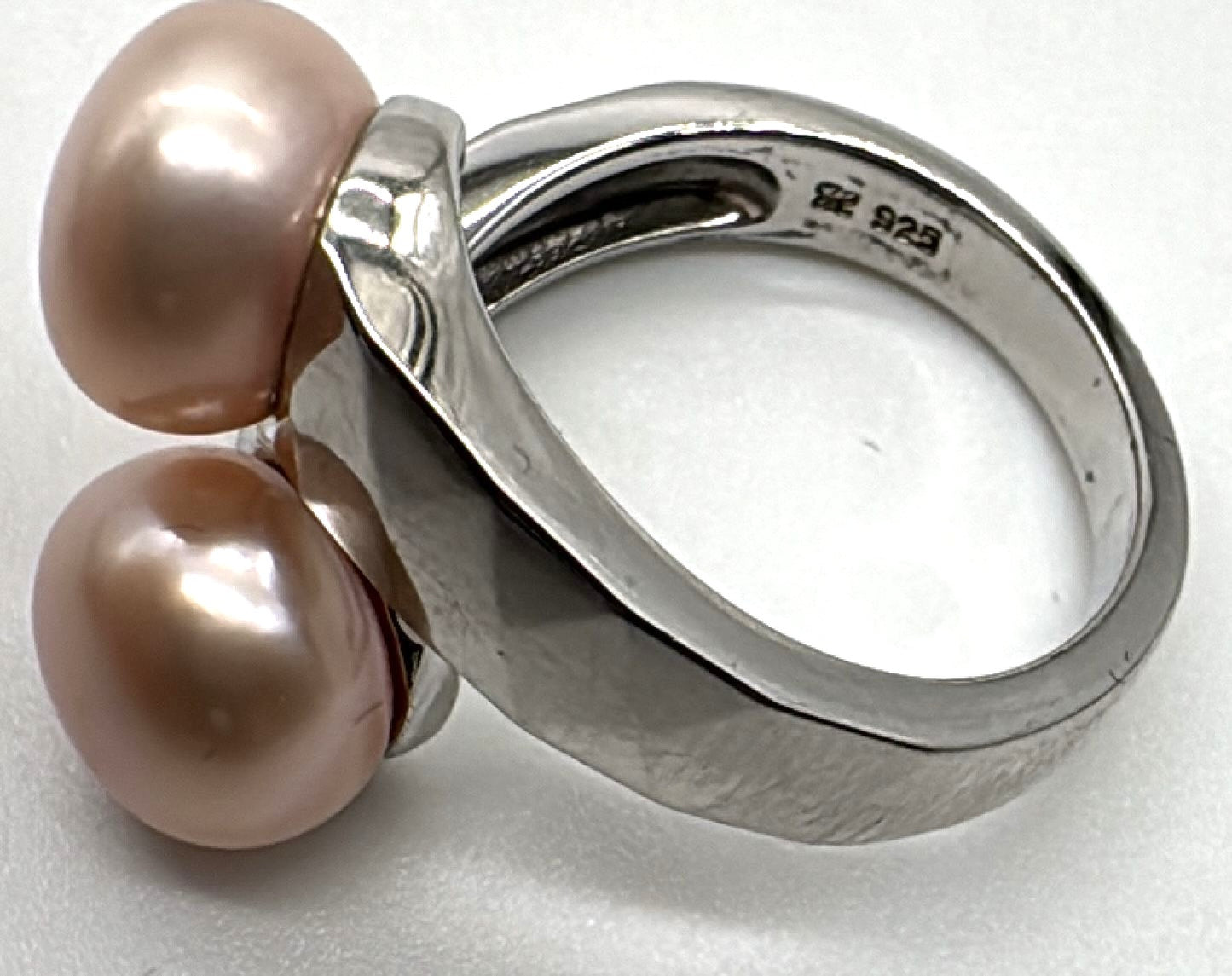 Honora Sterling Silver Bypass Ring – Pink Cultured Pearls – Size 8