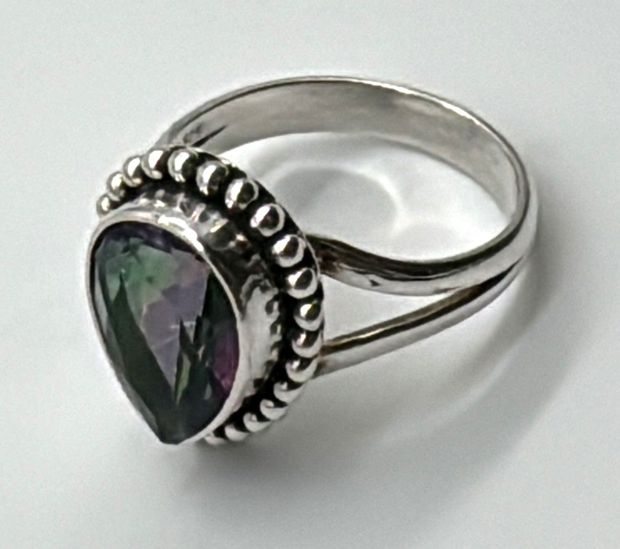 Sterling Silver Watermelon Quartz Ring – Teardrop Cut – Size 9.5