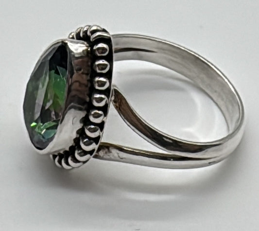 Sterling Silver Watermelon Quartz Ring – Teardrop Cut – Size 9.5