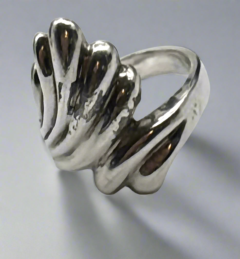 Sterling Silver Fanned Bypass Ring – Size 8