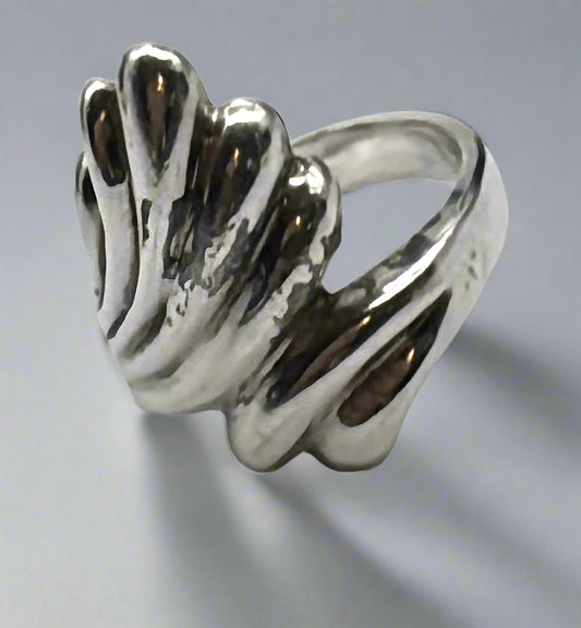 Sterling Silver Fanned Bypass Ring – Size 8