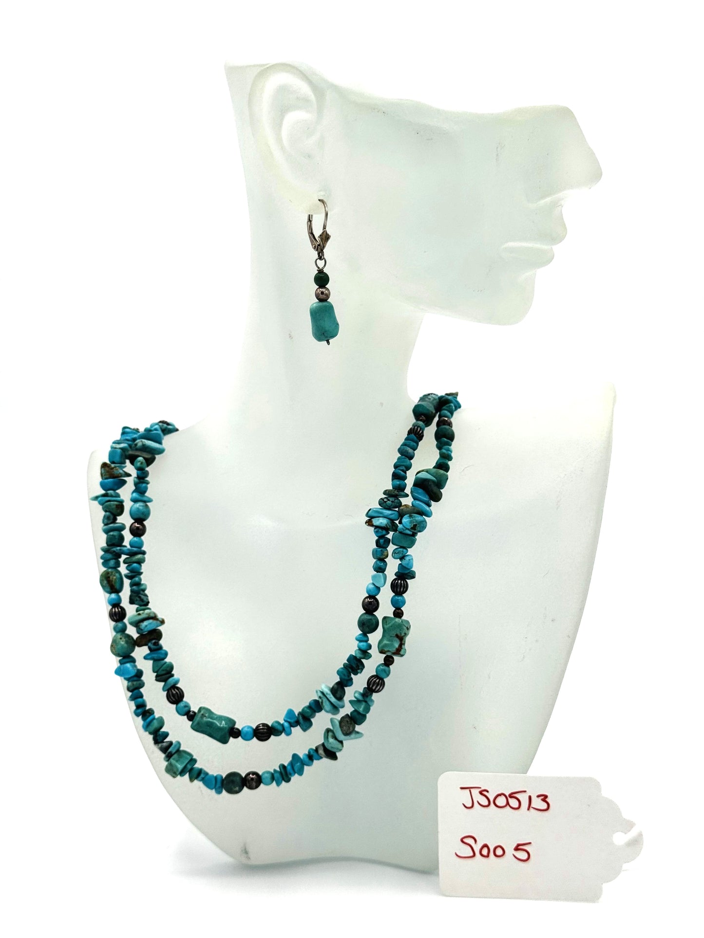 Carolyn Pollack Relics Turquoise Necklace & Earring Set – Sterling Silver (SS)