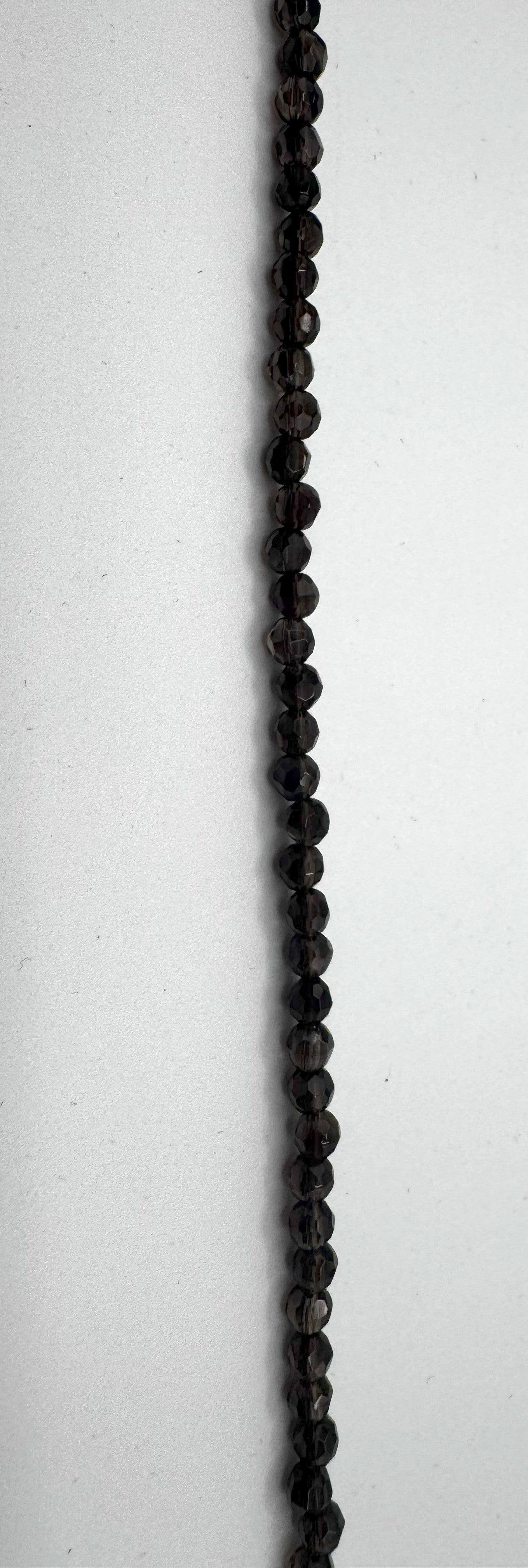 Smoky Brown Crystal Necklace – Faceted Beads on Sterling Silver Chain, Minimalist Sparkle