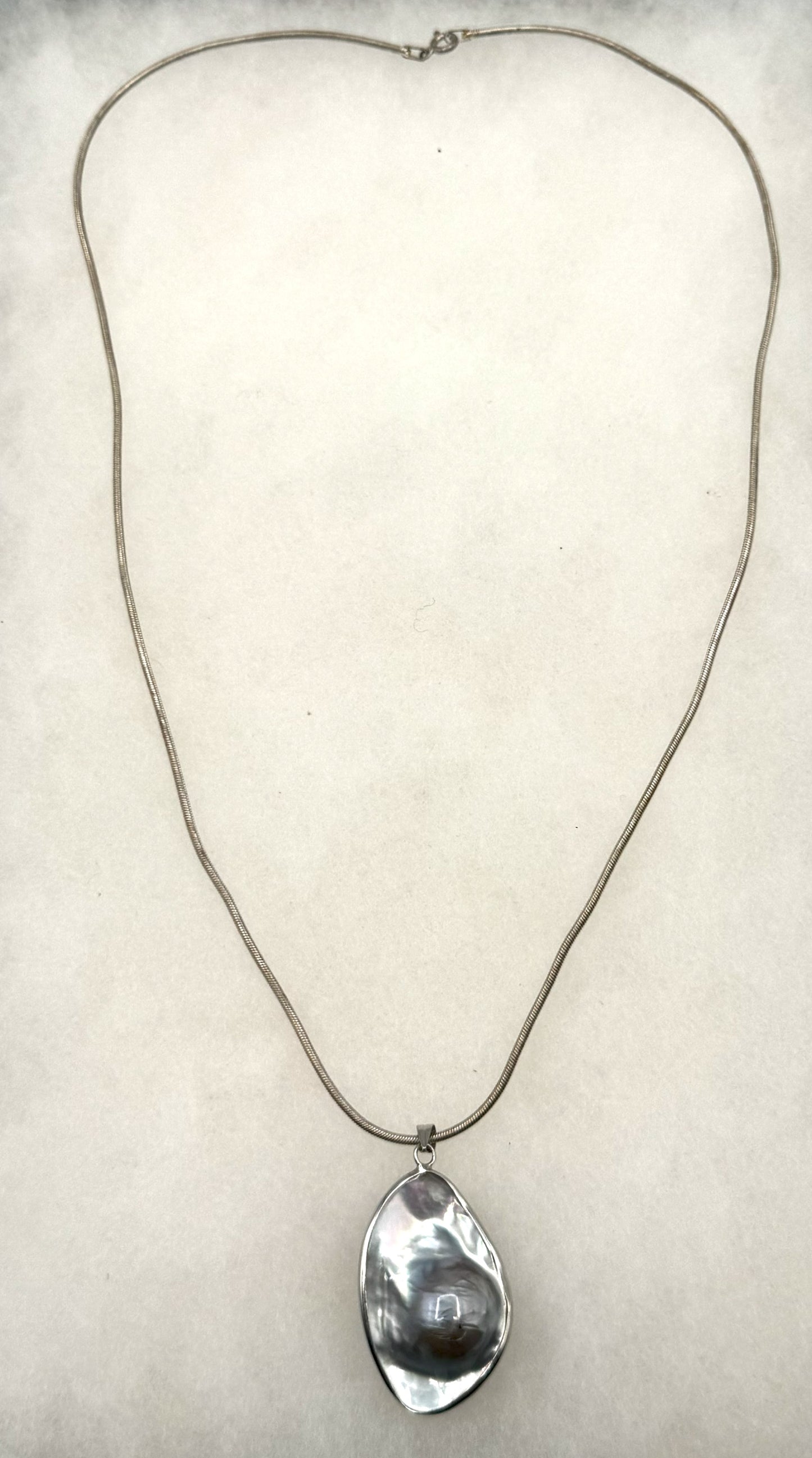 Sterling Silver Mabe Blister Pearl Pendant Necklace – Organic Modern Elegance