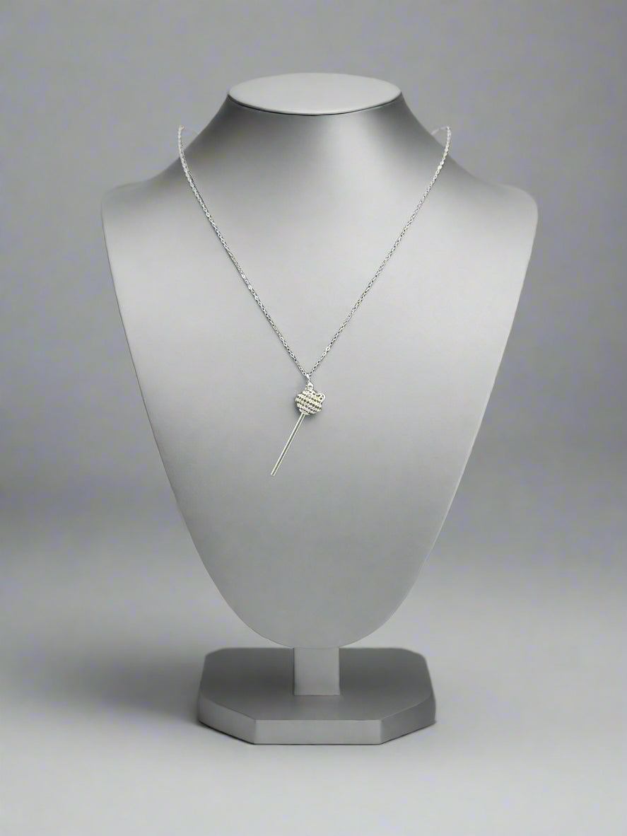 R.H. Macy & Co. Sterling Silver “Lollipop” Pendant Necklace – Black & White Crystal Accent