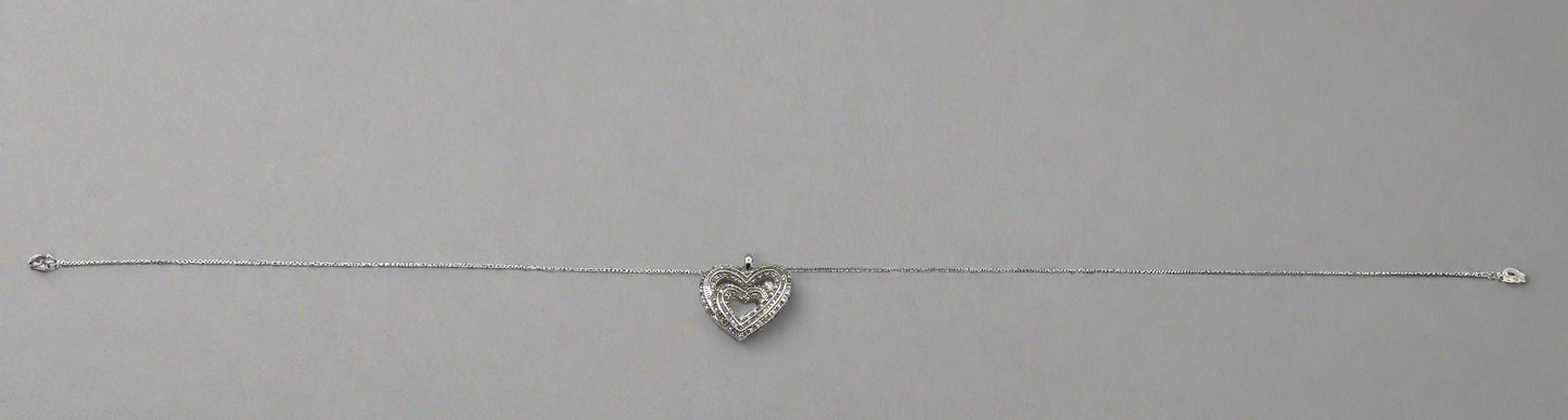 Sterling Silver Double Heart Pendant Necklace – Sparkling CZ Accents, 18"