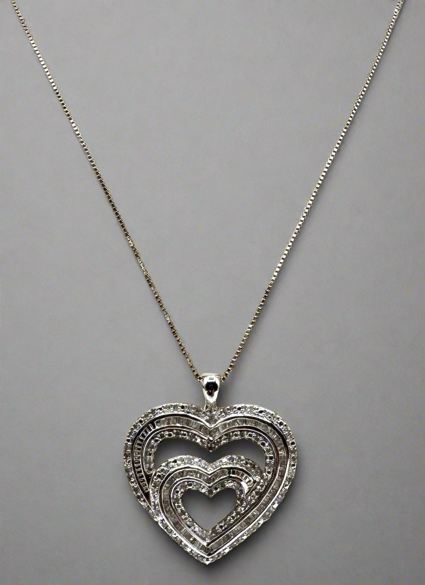 Sterling Silver Double Heart Pendant Necklace – Sparkling CZ Accents, 18"