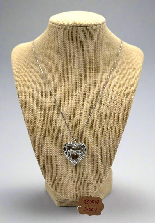 Sterling Silver Double Heart Pendant Necklace – Sparkling CZ Accents, 18"
