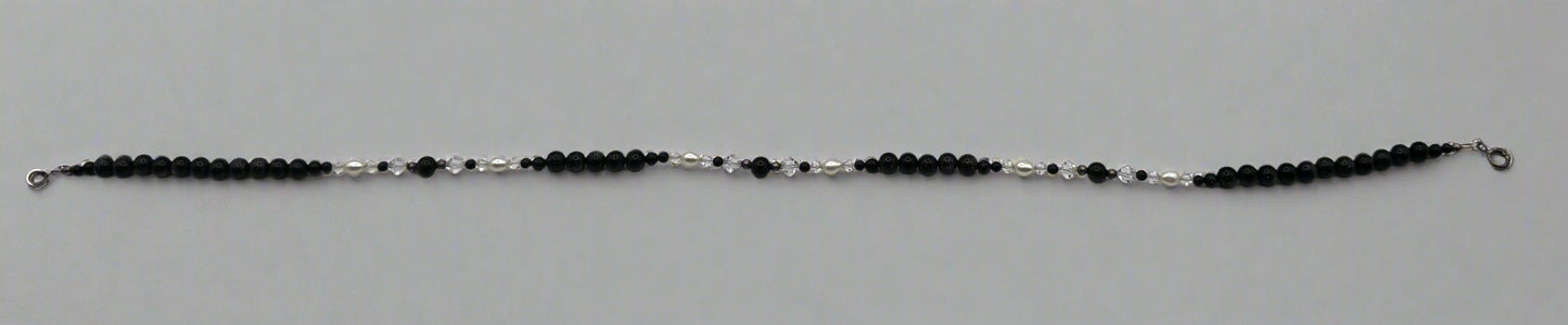 Pearl & Purple Stardust Bead Necklace – Crystal Accents & Sterling Silver Clasp