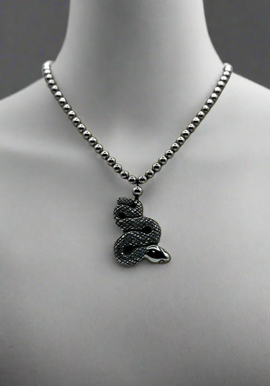 Sterling Silver Terahertz Snake Pendant Necklace