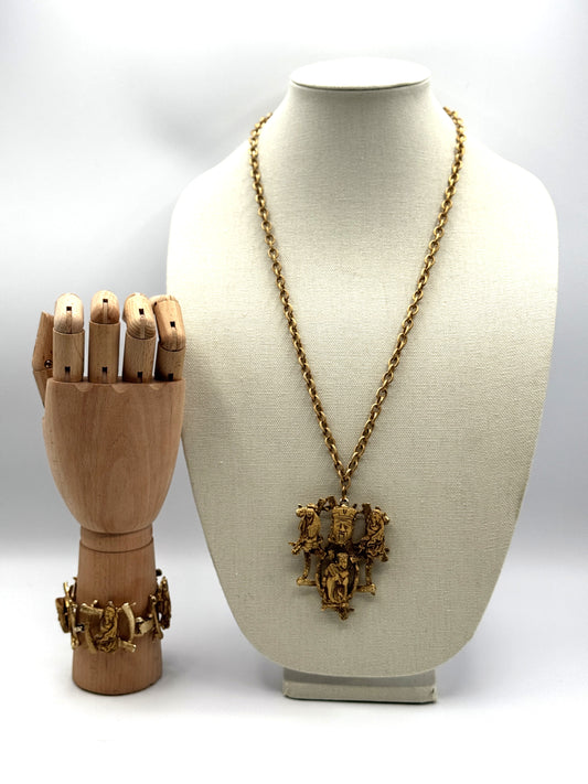 Vintage Selro Colco Asian Gods of Fortune Necklace & Bracelet – Rare