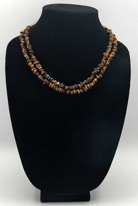 Sterling Silver Tiger's Eye Chip Bead Necklace