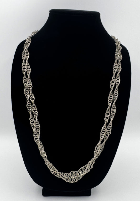 Vintage Mexican Wedding Chain Necklace – Long Twisted Link Design