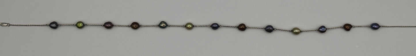 Sterling Silver Multicolor Baroque Pearl Necklace