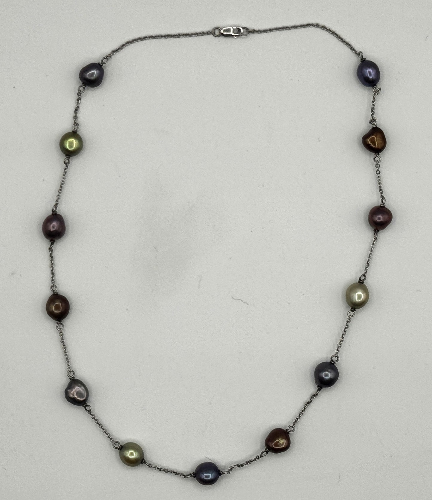 Sterling Silver Multicolor Baroque Pearl Necklace