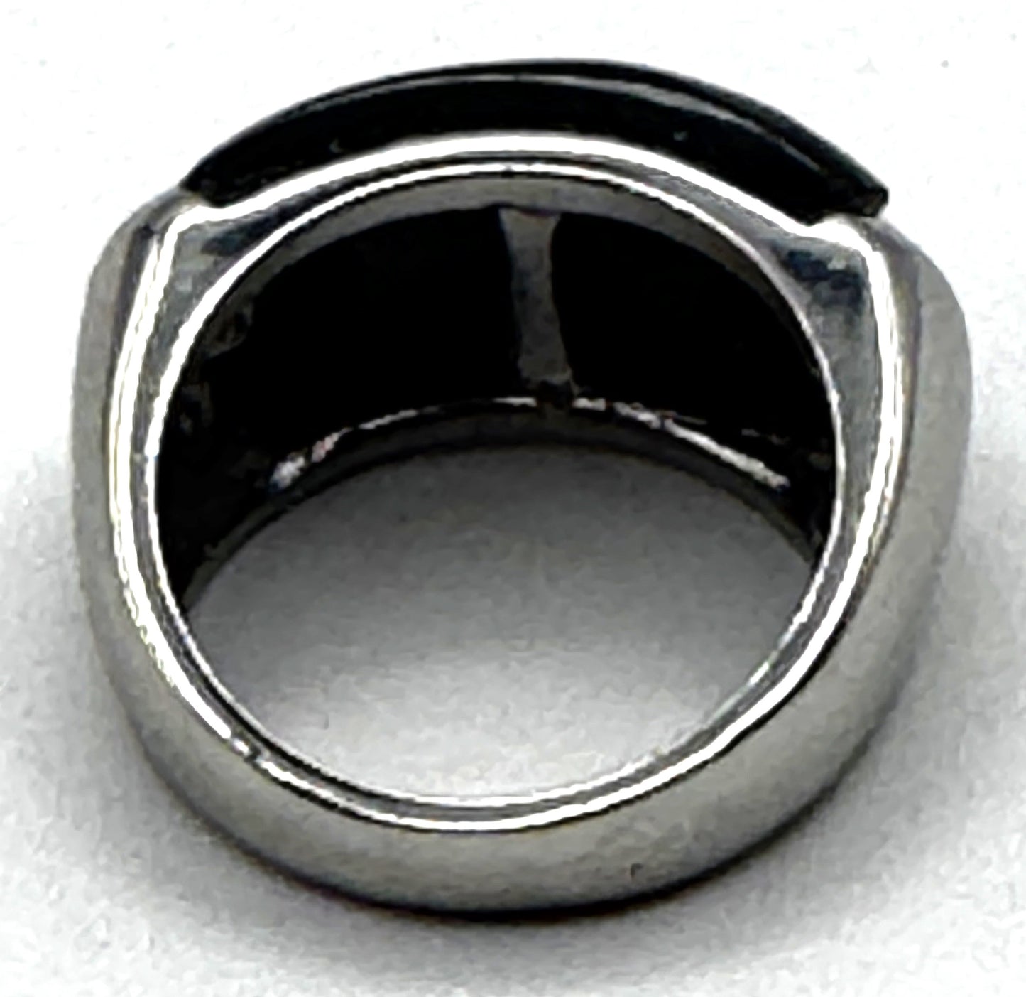 Sterling Silver Black Onyx-Style Statement Ring | Size 6.5