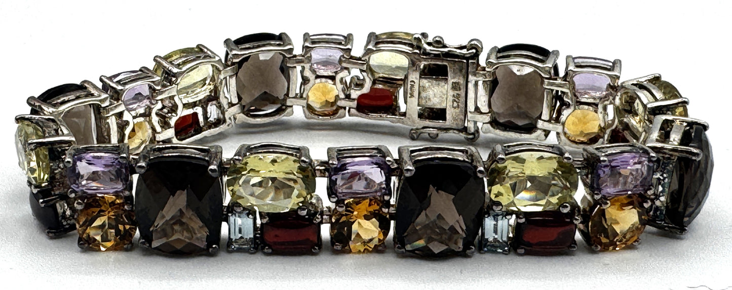 Chunky Multi-Gemstone Sterling Silver Tennis Bracelet – Michele Albala