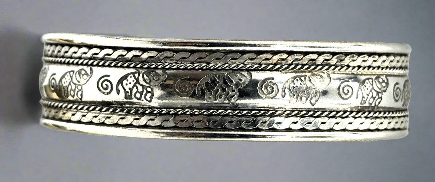 Elephant Cuff Bracelet – Etched Tribal Style