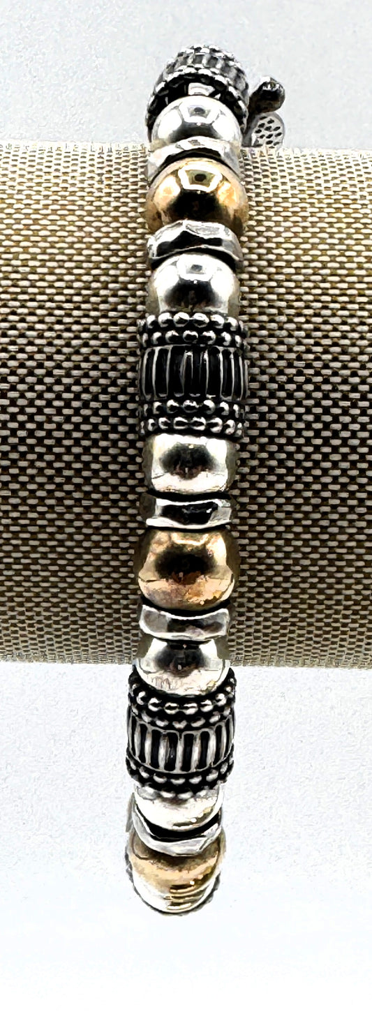 Sterling Silver & Gold Beaded Silpada Toggle Bracelet
