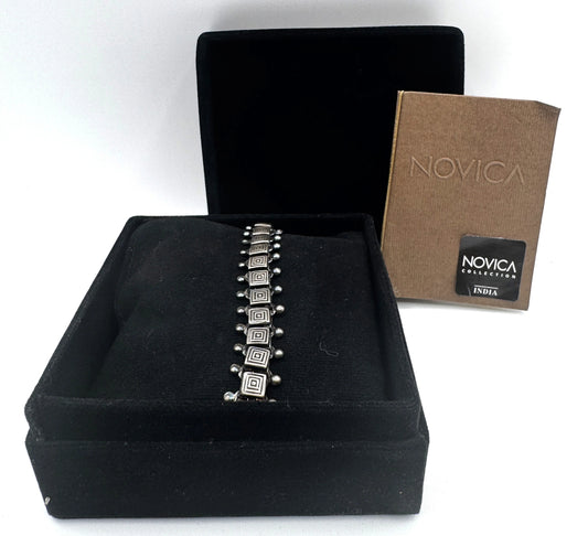 Novica Sterling Silver Bracelet – “Perfect Squares” by Prageet, India