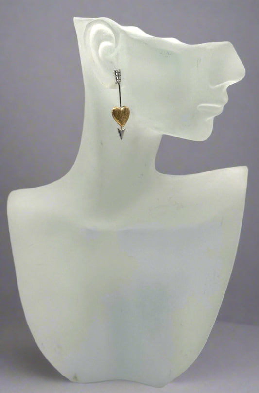 Sterling Silver & Gold-Tone Heart Arrow Dangle Earrings