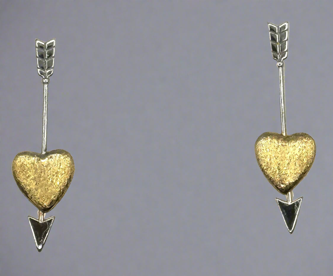 Sterling Silver & Gold-Tone Heart Arrow Dangle Earrings