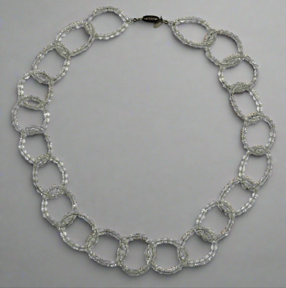 Marina & Susanna Sent Murano Glass Clear Link Necklace – Handcrafted Italy