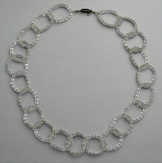 Marina & Susanna Sent Murano Glass Clear Link Necklace – Handcrafted Italy
