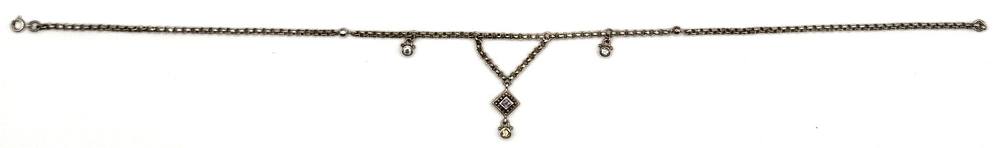 Sterling Silver Drop Necklace with Gemstone Accents